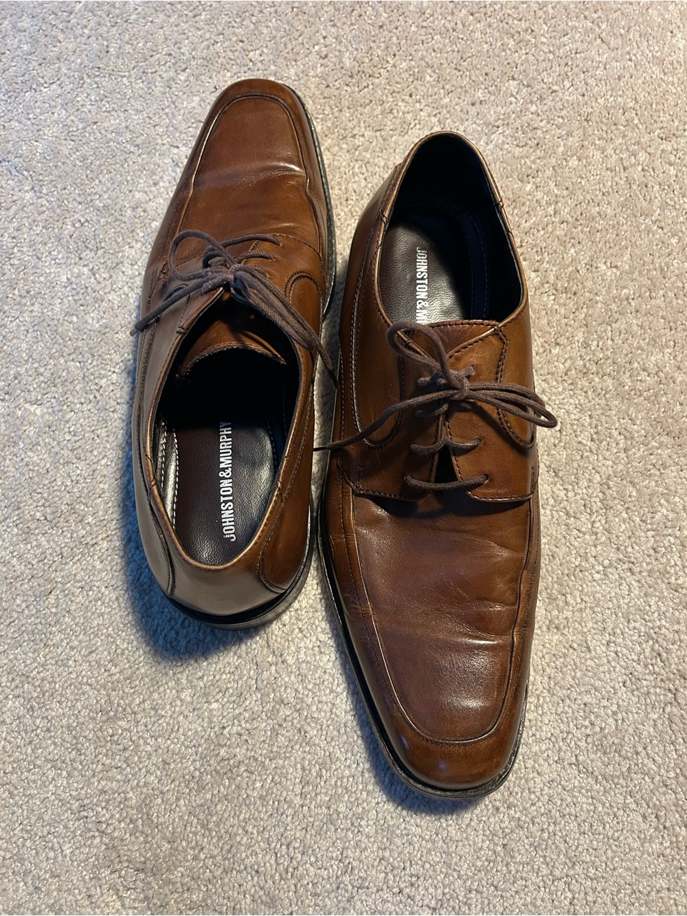 Johnston & Murphy Brown Leather Lace-Up Oxfords